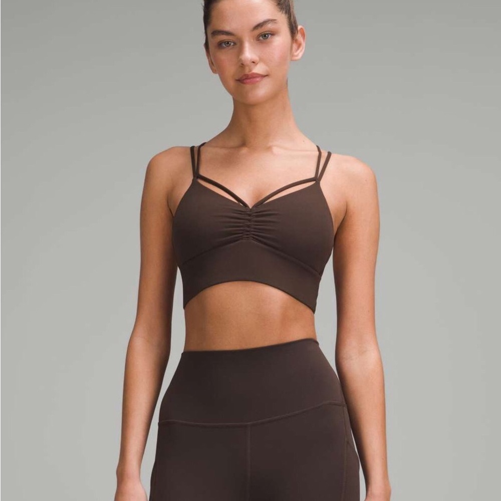 🌼Lululemon Nulu Strappy V-Neck Longline Bra Espresso Size 4